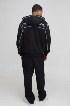 boohooMAN Survêtement Hoodie Zippé Oversize à Slogan et Jogging Ample<Homme Survêtements