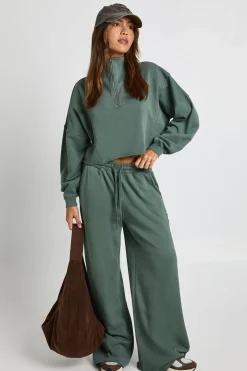 Survêtement jogging lavé à demi-zip et jambes droites
