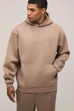 boohooMAN Survêtement jogging surdimensionné assemblé en Scuba à capuche et jogger cropped<Homme Survêtements