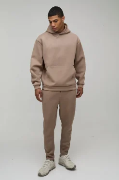 boohooMAN Survêtement jogging surdimensionné assemblé en Scuba à capuche et jogger cropped<Homme Survêtements