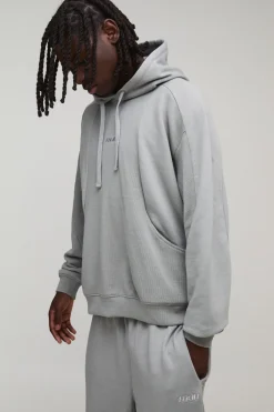 boohooMAN Survêtement Oversize Boxy à Manches Raglan avec Détails Côtelés en Molleton Bouclé<Homme Survêtements