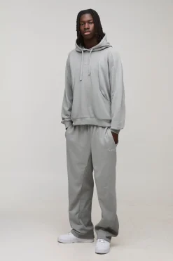boohooMAN Survêtement Oversize Boxy à Manches Raglan avec Détails Côtelés en Molleton Bouclé<Homme Survêtements