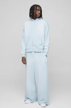 Survêtement oversize boxy pour homme lavé à capuche et zip