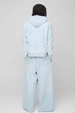 Survêtement oversize boxy pour homme lavé à capuche et zip