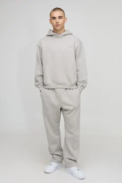 Survêtement oversize pour homme à capuche, à la coupe carrée et entrejambe tombante