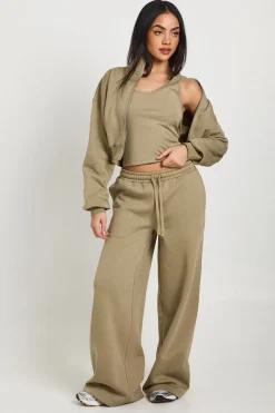 boohoo Survêtement 3 Pièces Col Cheminée Zippé Jambes Droites<Femme Survêtements|Survêtements