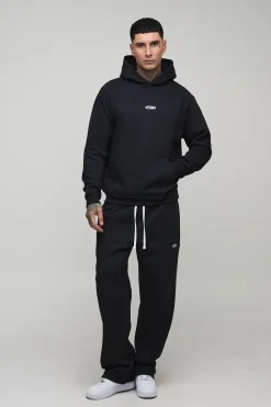 Survêtement pour homme grand en coupe régulière, sweat à capuche brodé sportif et pantalon de jogging à jambes droites