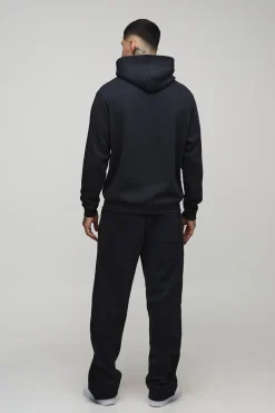 Survêtement pour homme grand en coupe régulière, sweat à capuche brodé sportif et pantalon de jogging à jambes droites