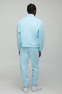boohooMAN Survêtement Scuba surdimensionné à coupe carrée, à demi-zip, en tissu scuba lié<Homme Col Zippé|Survêtements