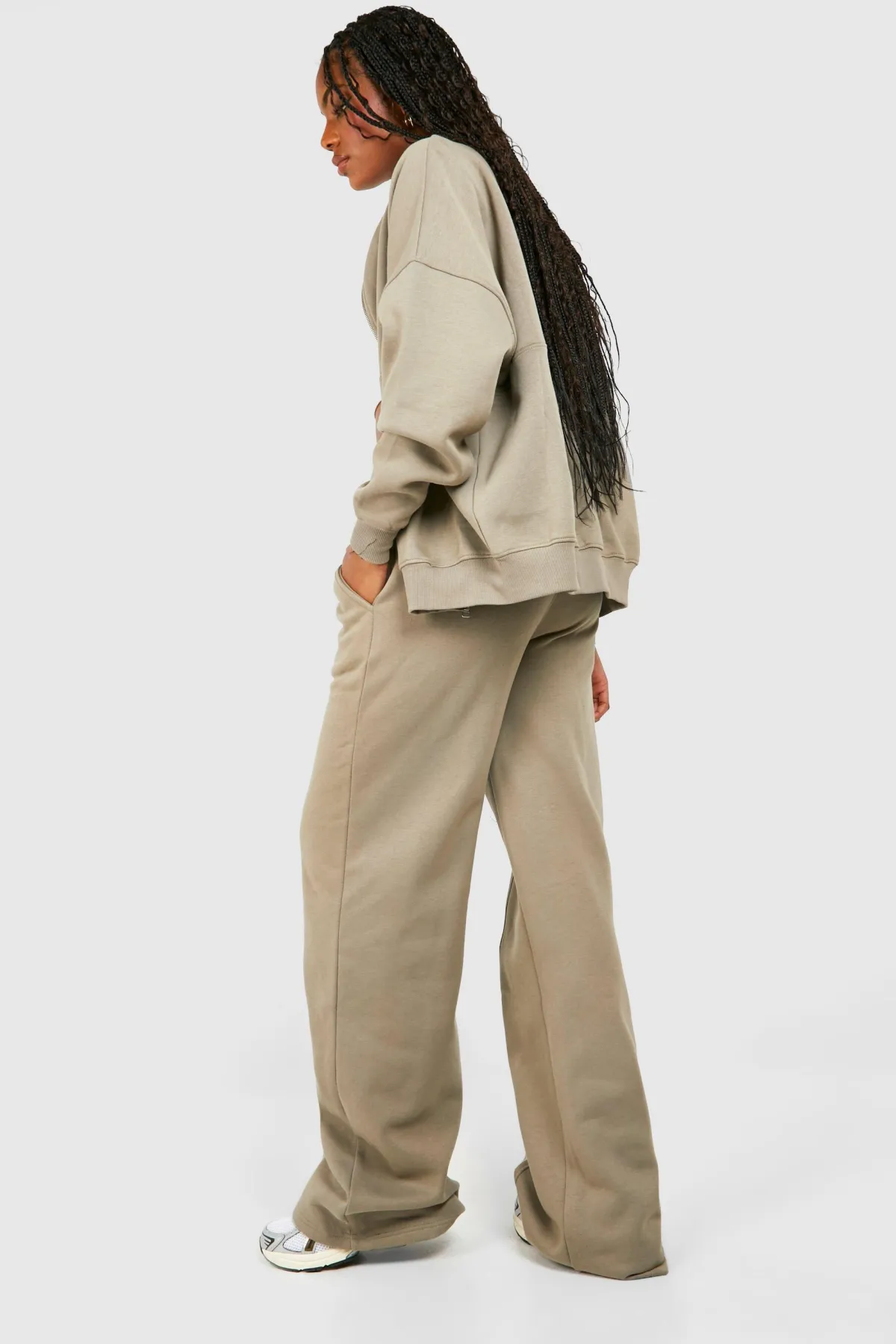 boohoo Survêtement style bomber à zip pour grande taille et pantalon droit<Femme Survêtements|Survêtements