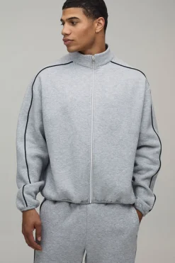 boohooMAN Survêtement Surdimensionné Boxy à Col Cheminée Zippé avec Passepoil Contrastant<Homme Survêtements