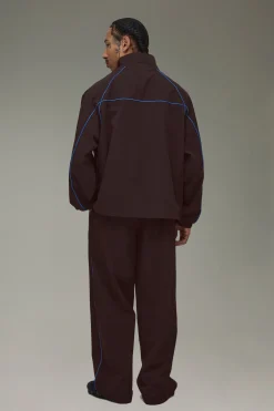 Survêtement Surdimensionné à Col Cheminée Zippé avec Détails Tubulaires en Nylon