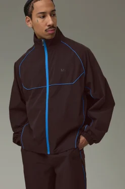 Survêtement Surdimensionné à Col Cheminée Zippé avec Détails Tubulaires en Nylon