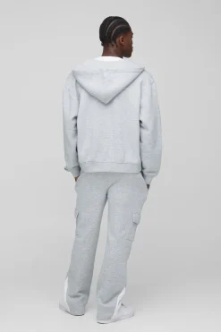 boohooMAN Survêtement surdimensionné pour homme, coupe boxy, avec inscription et fermeture éclair traversant le gousset<Homme Survêtements