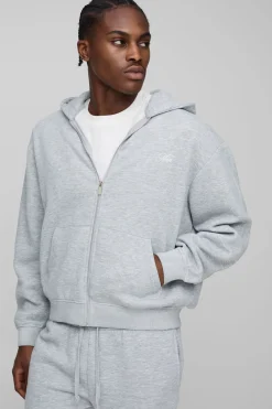 boohooMAN Survêtement surdimensionné pour homme, coupe boxy, avec inscription et fermeture éclair traversant le gousset<Homme Survêtements