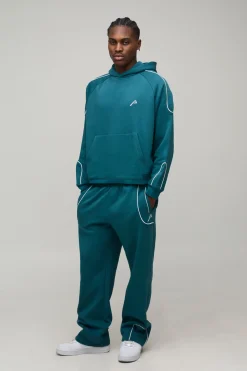 Survêtement Sweat à Casynthétiqueche Oversize Boxy avec Liserés & Jogging Baggy