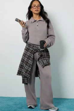 boohoo Survêtement Sweat à Col Cheminée Délavé<Femme Survêtements|Survêtements