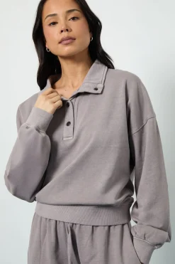 boohoo Survêtement Sweat à Col Cheminée Délavé<Femme Survêtements|Survêtements