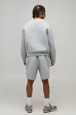 boohooMAN Survêtement Sweat Court Scuba Collé Boxy Oversize<Homme Survêtements