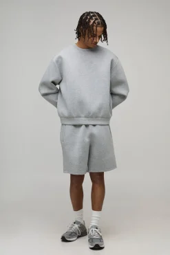 boohooMAN Survêtement Sweat Court Scuba Collé Boxy Oversize<Homme Survêtements
