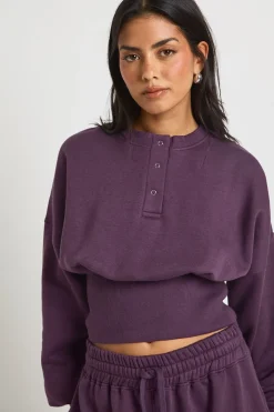 boohoo Survêtement Sweat Henley à Ourlet Profond<Femme Survêtements|Survêtements