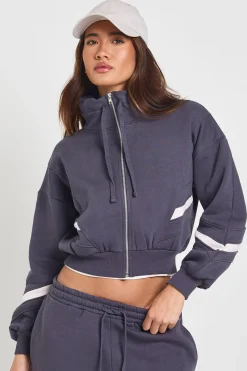 Survêtement Sweat-shirt à Col Montant avec Panneaux Contrastés