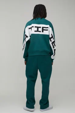 Survêtement Sweat-shirt Oversize Boxy à Panneaux avec Slogan Certifié