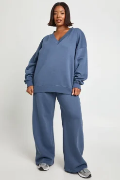 boohoo Survêtement Sweat-shirt Universitaire Col V Grande Taille<Femme Survêtements|Survêtements