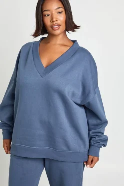boohoo Survêtement Sweat-shirt Universitaire Col V Grande Taille<Femme Survêtements|Survêtements