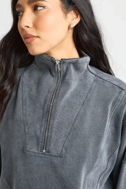 Survêtement Tall Col Montant à Demi-Zip Effet Délavé
