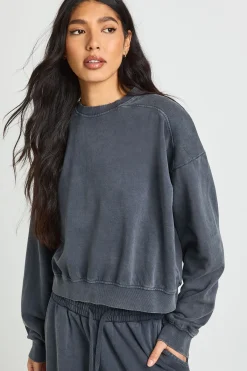 boohoo Survêtement Tall Sweat-shirt à Détails Côtelés Délavé Jambes Droites<Femme Survêtements|Survêtements