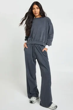 boohoo Survêtement Tall Sweat-shirt à Détails Côtelés Délavé Jambes Droites<Femme Survêtements|Survêtements