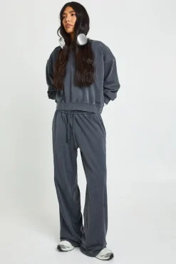 boohoo Survêtement Tall Sweat-shirt à Détails Côtelés Délavé Jambes Droites<Femme Survêtements|Survêtements
