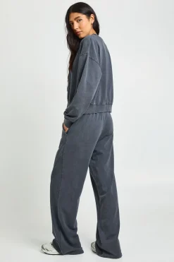 boohoo Survêtement Tall Sweat-shirt à Détails Côtelés Délavé Jambes Droites<Femme Survêtements|Survêtements