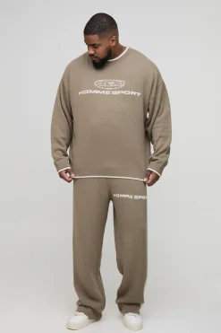 Survêtement tricoté sport pour homme, boxy, surdimensionné pour grande taille