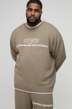 Survêtement tricoté sport pour homme, boxy, surdimensionné pour grande taille