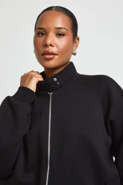 Sweat Bomber Col Cheminée Détails Pressions