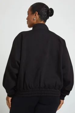 Sweat Bomber Col Cheminée Détails Pressions