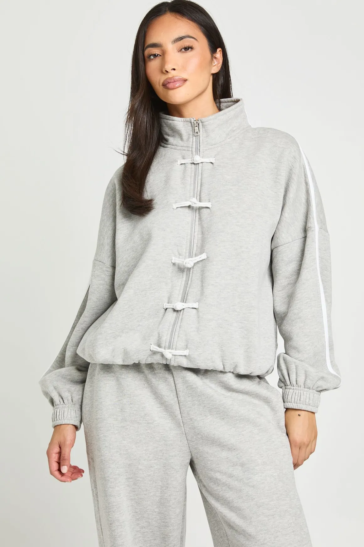 Sweat Bomber À Col Montant Avec Bandes Latérales Et Détails De Fermetures Éclair