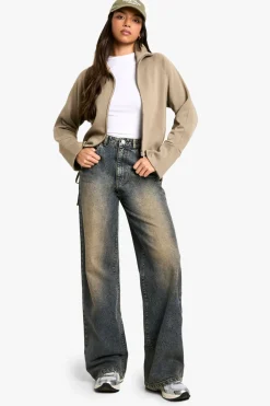 boohoo Sweat boxy oversize à col entonnoir et fermeture éclair intégrale<Femme Sweats À Capuche Et Sweats|Sweats À Capuche Et Sweatshirts