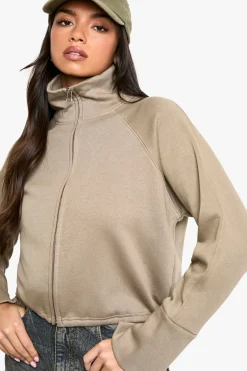 boohoo Sweat boxy oversize à col entonnoir et fermeture éclair intégrale<Femme Sweats À Capuche Et Sweats|Sweats À Capuche Et Sweatshirts