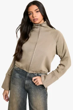boohoo Sweat boxy oversize à col entonnoir et fermeture éclair intégrale<Femme Sweats À Capuche Et Sweats|Sweats À Capuche Et Sweatshirts