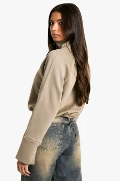 boohoo Sweat boxy oversize à col entonnoir et fermeture éclair intégrale<Femme Sweats À Capuche Et Sweats|Sweats À Capuche Et Sweatshirts