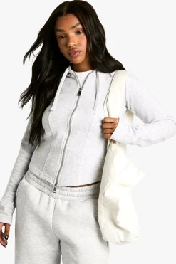 Sweat à capuche avec détails de corset et fermeture éclair intégrale