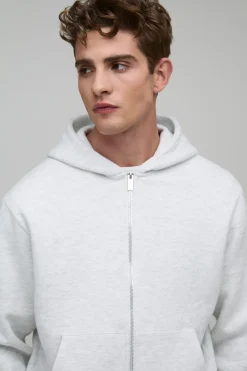 Sweat à capuche basique boxy à fermeture éclair