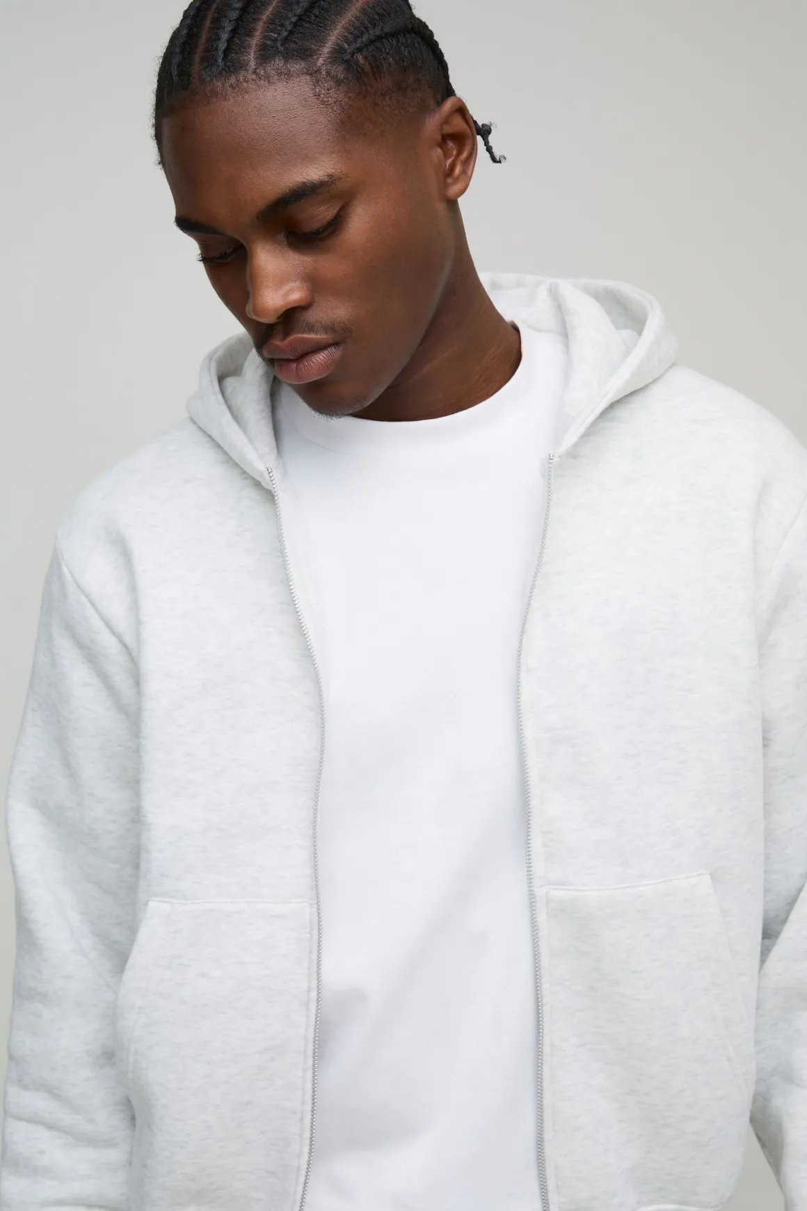 Sweat à capuche basique, coupe boxy, à fermeture éclair