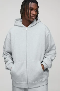 Sweat à capuche basique surdimensionné à zip pour personnes grandes