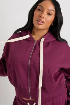 boohoo Sweat à capuche court à coupe boxy avec cordon de serrage contrasté<Femme Tops D’Automne|Sweats À Capuche Et Sweatshirts