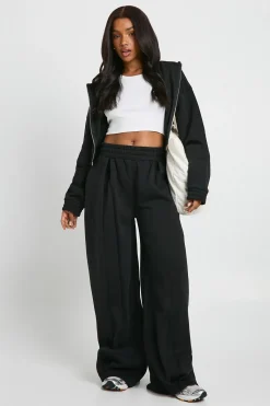 boohoo Sweat à capuche court à double fermeture éclair et taille cintrée<Femme Sweats À Capuche Et Sweats|Sweats À Capuche Et Sweatshirts
