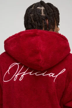 boohooMAN Sweat à capuche à fermeture éclair, coupe régulière, duveteux, en synthétique brodé<Homme Sweats À Capuche Et Sweatshirts|Sweats À Capuche Et Sweats